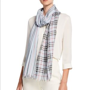 Burberry Icon Stripe & Vintage Check Gauze Scarf